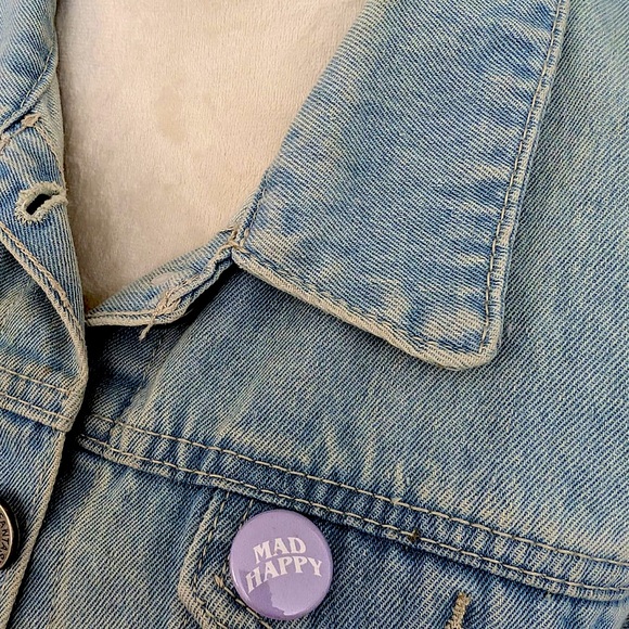 Compania Fantastica Blue Denim Jean Applique Jacket With Colorful Patchwork Sz M - Picture 6 of 16